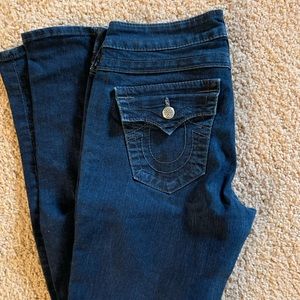 Dark Blue True Religion Skinny Jeans with Crystals